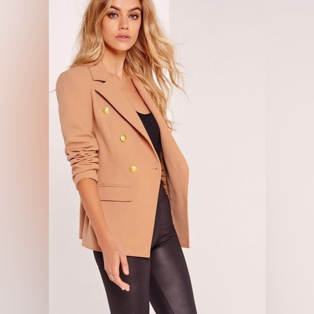 Missguided Military Style Blazer Nude